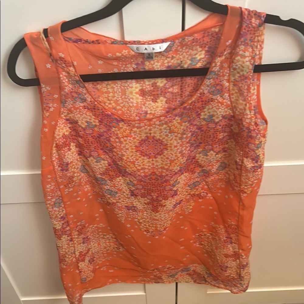 CAbi Orange and Pink Tank Top